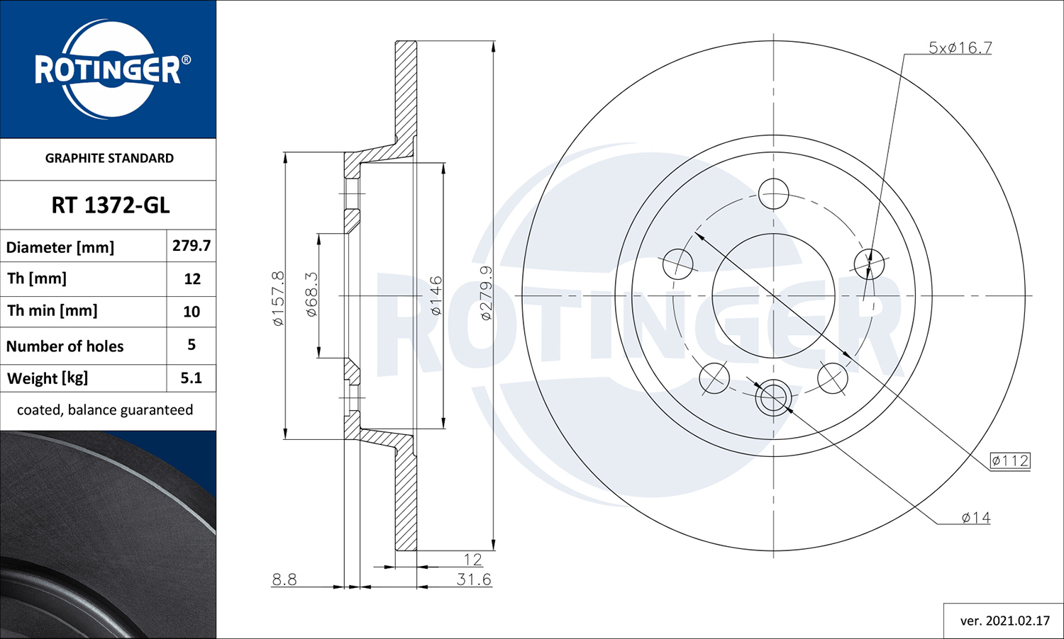 ROTINGER 259 973 RT 1372-GL - Alkatrész